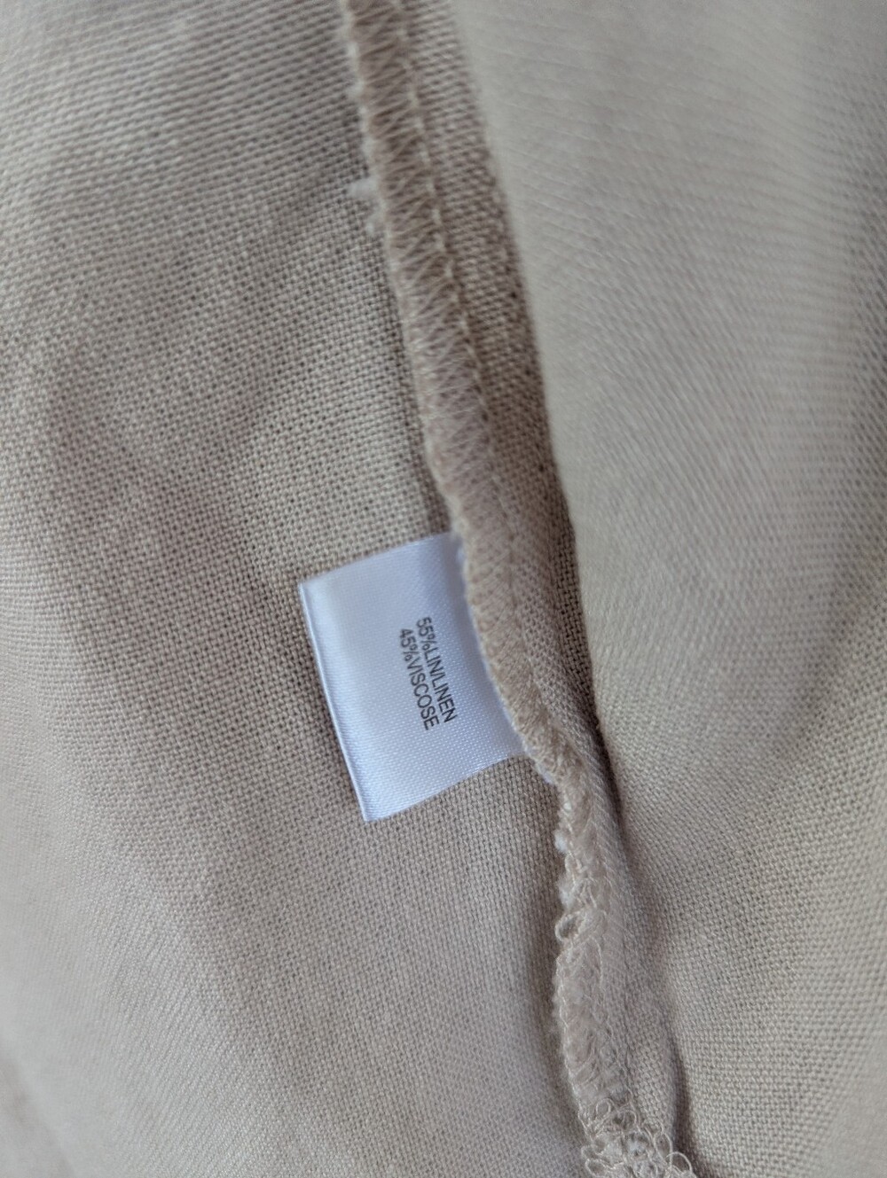 Linen/Viscose Blend Light Beige Short-Sleeve Women's Short Button-Up Shirt - Picture 4 of 4